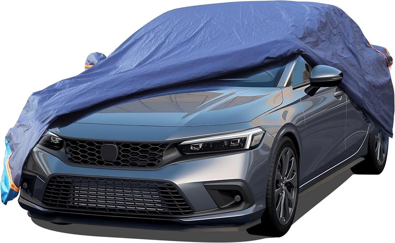 DINGHAO Car Cover Waterproof All Weather, 6 Layers Outdoor Full Exterior Cover Rain Sun UV Snowproof Protection with Zipper Cotton, Mirror Pocket for Honda Accord - Image 1